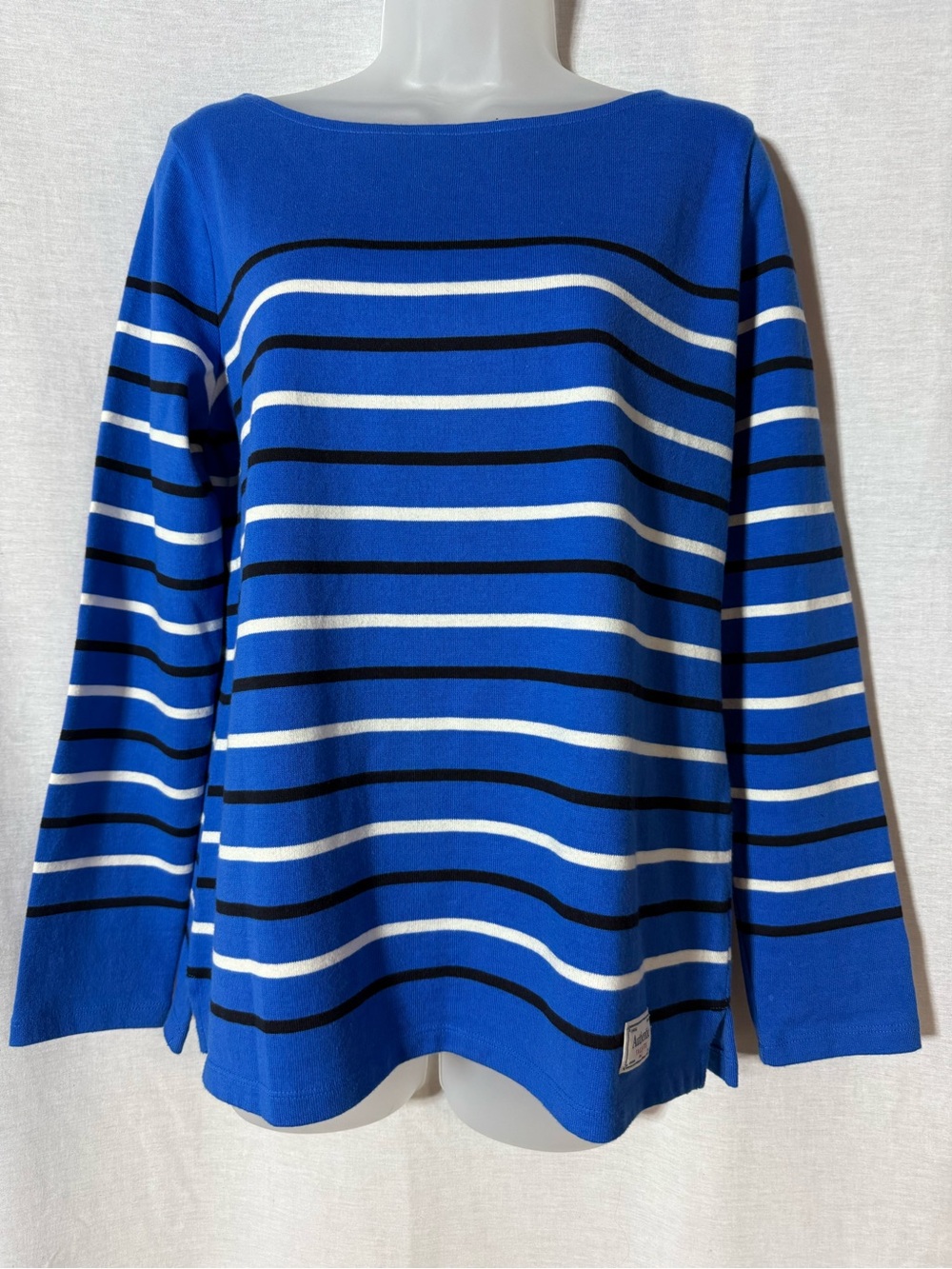 Talbots Royal Blue Striped Boatneck light Sweater Size Small